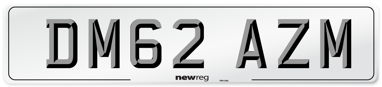 DM62 AZM Number Plate from New Reg
